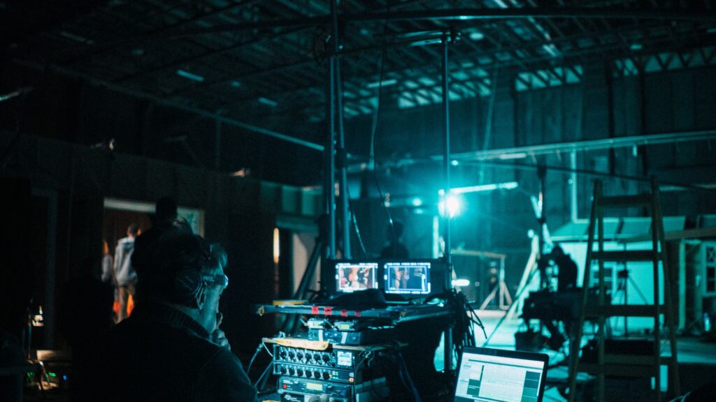People working at a film set
